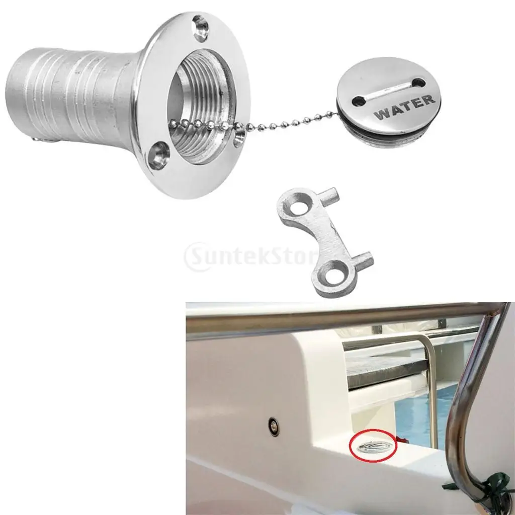 

38mm 1-1/2" Marine Boat Yacht Caravan Water Tank Deck Fill Filler with Keyless Cap and Key - High Polished 316 Stainless Steel