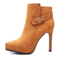 Free Shipping 2017 Belt Buckle Women’s Shoes Waterproof Platform Women’s Boots Fashion Short Boots Black and Brown Size 34-39