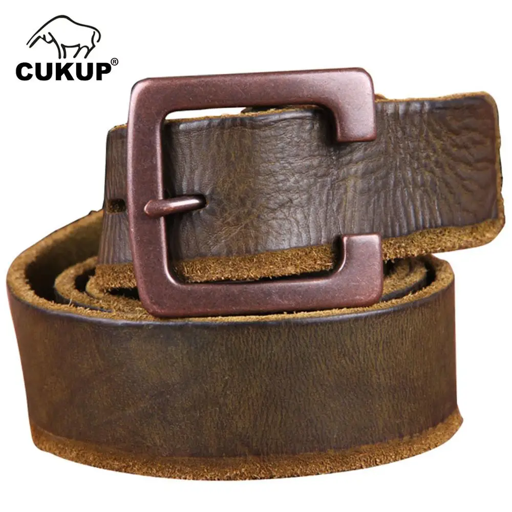 CUKUP Unique Novelty Alloy Pin Buckle Metal Belt Top Quality Cow Skin