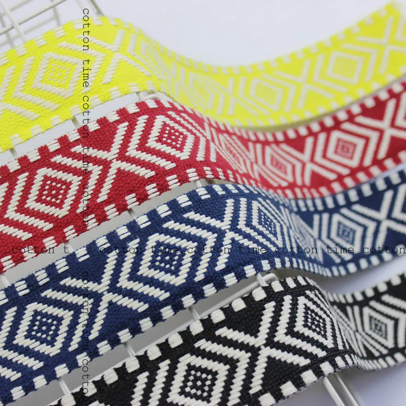 

5yards/lot cotton jacquar webbing 4 wide ethnic ribbon embroidery style trim accessory for bag/garment/homedeco 2style