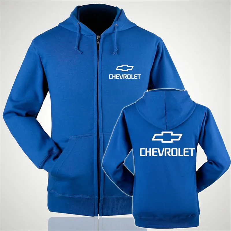 

Autumn Winter Chevrolet logo zipper Hoodies Sweatshirts Casual Zipper hooded Jacket clothing