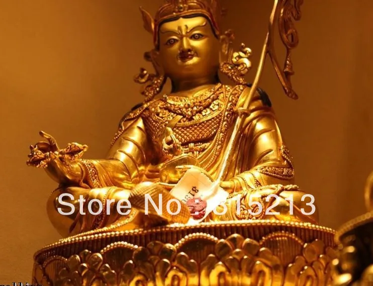 Bi0088 1" Тибет Буддизм Фейн Фиолетовый Бронзовый 24 К Золото Падмасамбхава Статуя Будды