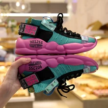 2019 New Sneakers Women 35-40 Platform Knit Sneakers Horsehair Shoes Casual Flats Breathable Soft Woman Chunky Shoes Footwear
