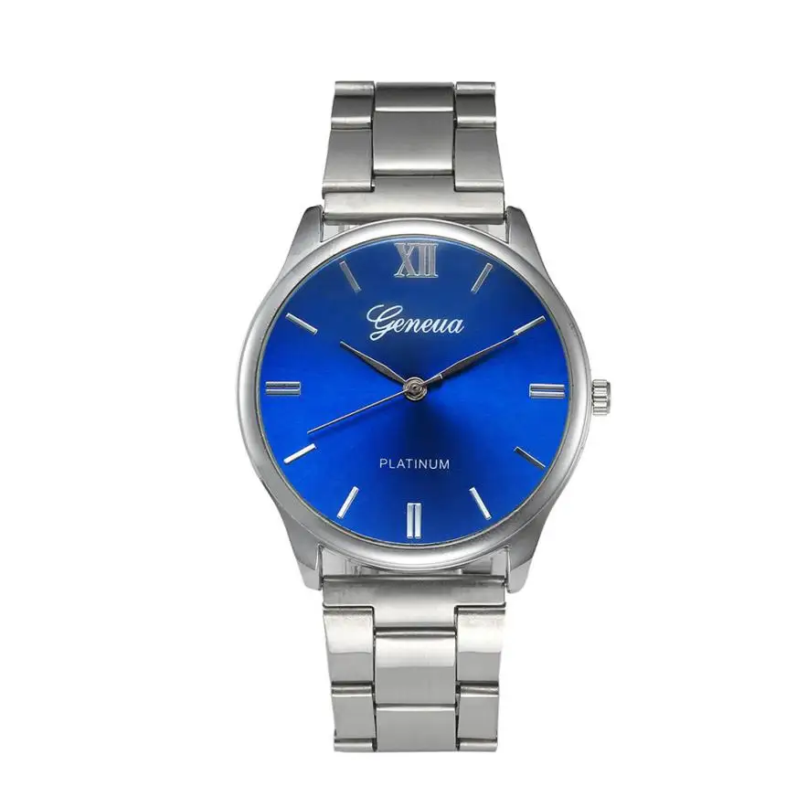 

Fashion Men Watches Brand Luxury 2017 Simple Men's Clock Blue Dial Stainless Steel Band Analog Quartz Wrist Watch Oct20