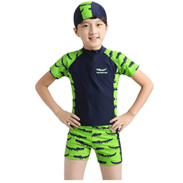 Cheap Funfeliz Baby Boy Swimwear Children's Swimming Trunks with Swimming Cap Cute Cartoon 3PCs Toddler Boys Swimsuit Kids Swim Wear