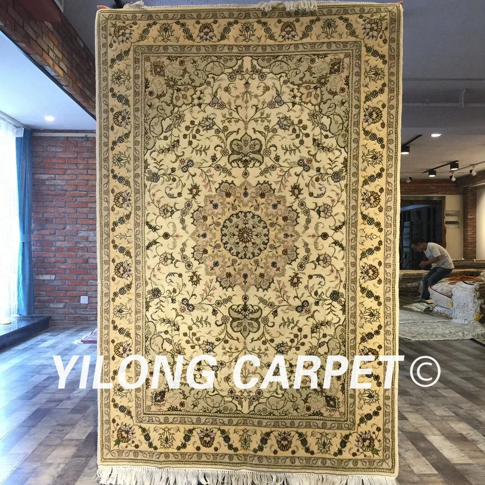 Yilong 4'x6' ручной работы Шелковый персидский шерстяной ковер Медальон Украшение дома классические шерстяные шелковые ковры(WY2077S4x6