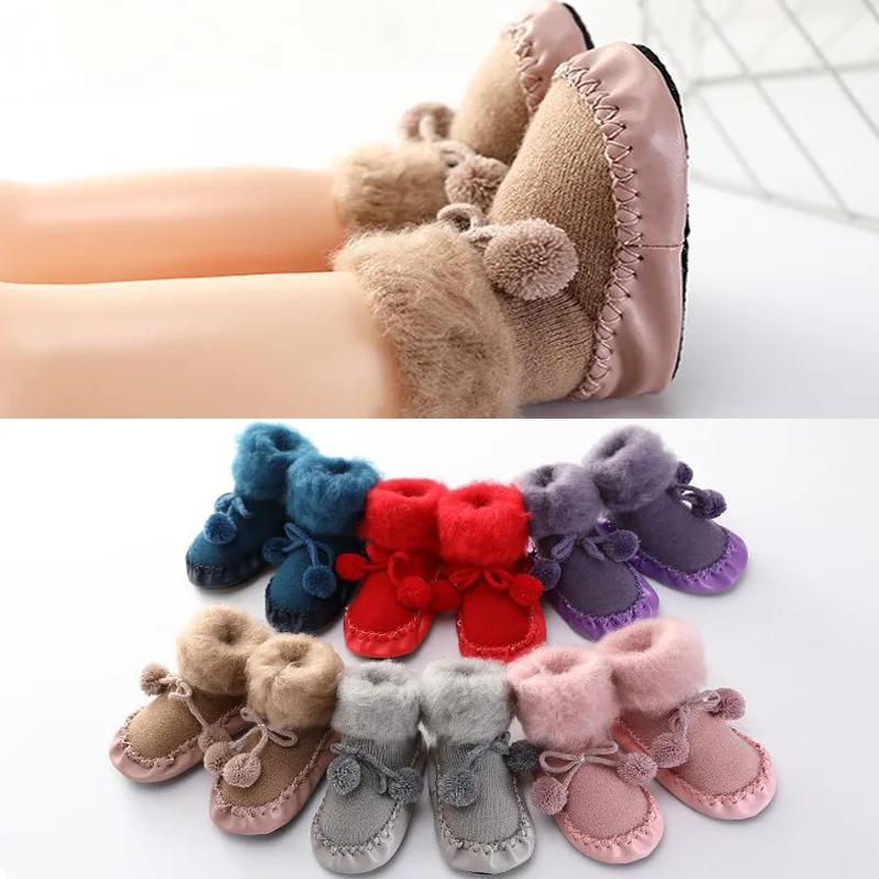 Mode nouveau automne hiver en peluche tube bébé bambin chaussettes chaud doux bas chaussettes antidérapantes