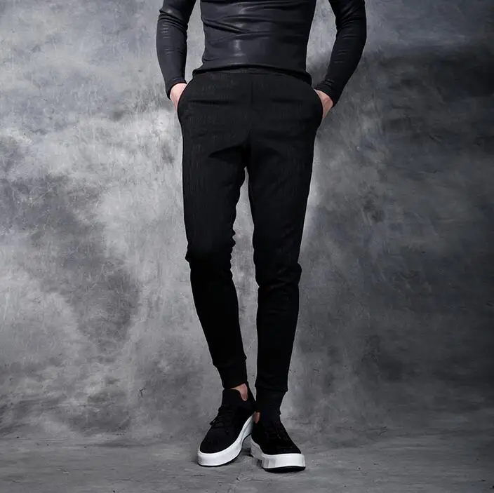 219 autumn winter male elastic pants mens beam push up personality slim ...