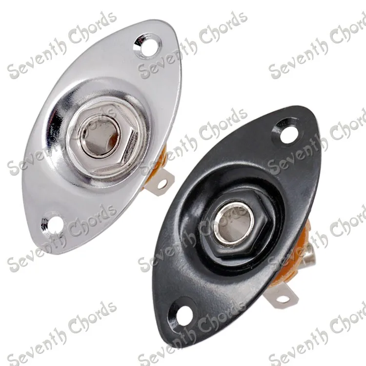 2 Pcs Bass Guitar Jack 1/4" Output Input Socket With Oval Indented Jack