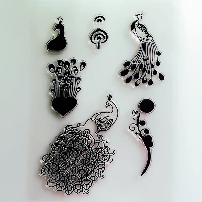 

YLCS277 Peacock Silicone Clear Stamps For Scrapbooking DIY Album Paper Cards Making Decoration Embossing Rubber Stamp 11x16cm