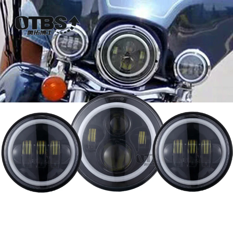 OTBS 7 дюймовая светодиодный ная фара 4 5 дюйма Противотуманные фары для Harley Ultra Classic