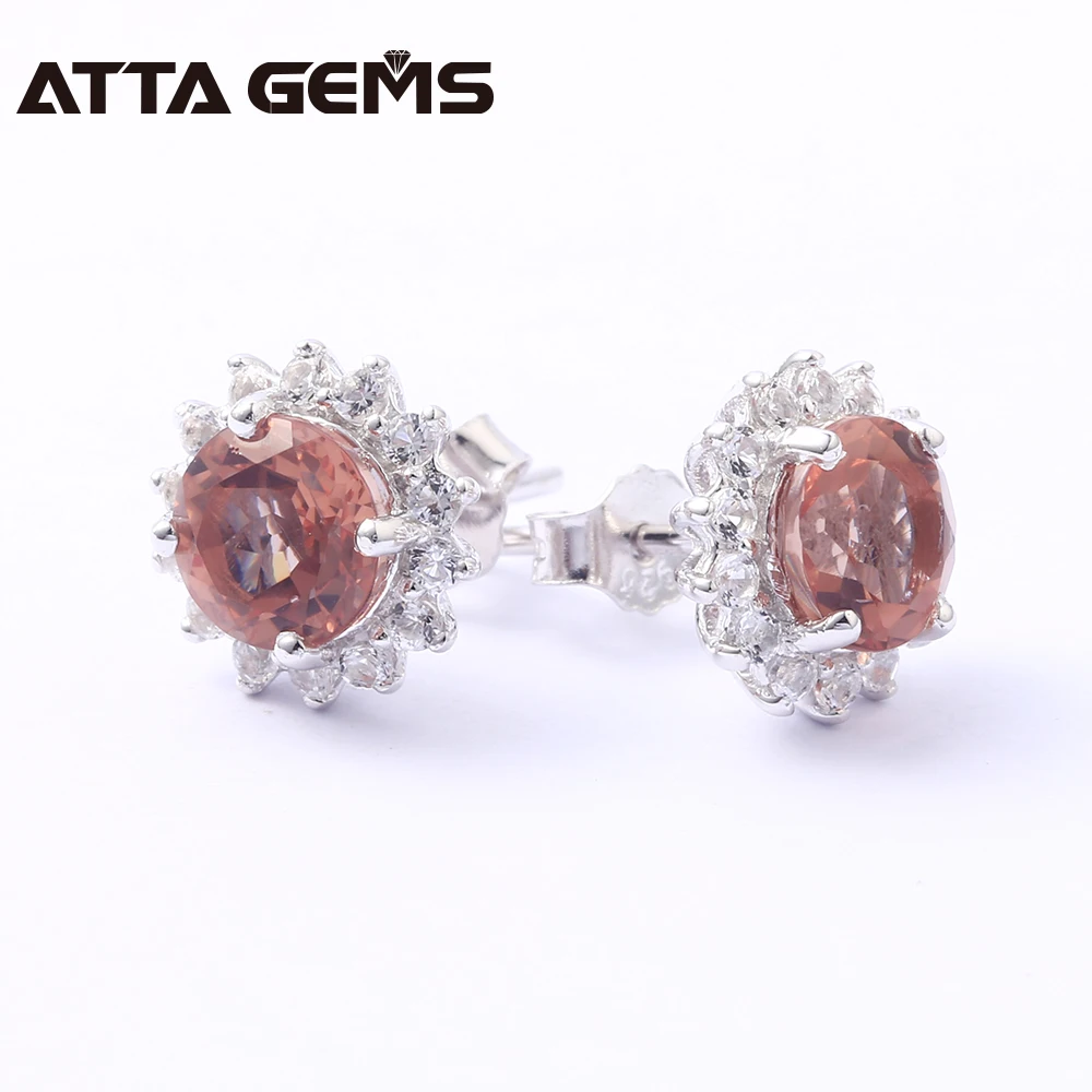 Ceny Sultanite kolczyki sztyfty ze srebra wysokiej próby dla kobiet 2 karaty stworzone Diaspore srebro kolczyki klasyczny romantyczny styl