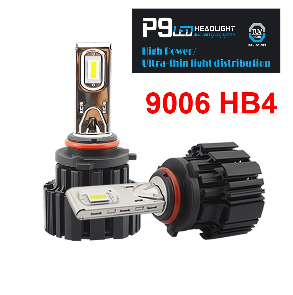 1 Set 9006 HB4 100W 13600LM P9 LED Headlight 2.5MM Ultra Thin No Blind