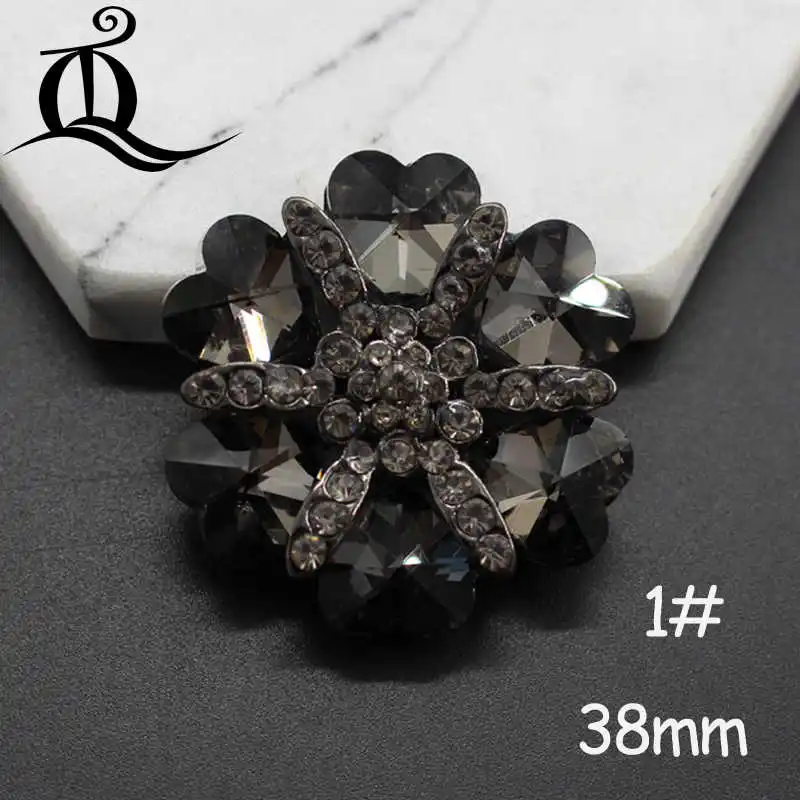 Zinc alloy Jeans Button big diy Handmade decorative rhinestone Metal Buttons,sewing buttons for fur coats, clothing accessories - Цвет: No1 Black 38mm