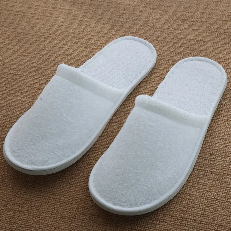 TOOGOO Disposable Slippers 20 Pairs of White Towelling Hotel Disposable Slippers Terry Spa Guest Shoes White R 