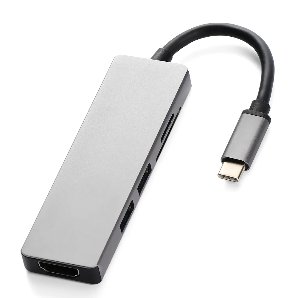 Pro 5 в 1 type C концентратор 4K HDMI выход 2 USB 3,0 порт SD/TF кард-ридер USB-C конвертер многопортовый адаптер для MacBook Chromebook