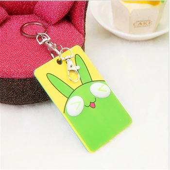 

Animal Pattern Portable Bus Card Cover With Keychain Silicone Cute Cartoon Student Card Holder Business Card ID Holders