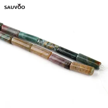 

SAUVOO Long Tube Bamboo Shape Charms Beads 4.5*13mm Bulk Stone Bulk Approx 29pcs/strand for DIY Jewelry Making Findings F2356