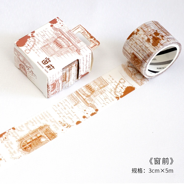 

30mm Vintage window story Travelling Diary decoration washi tape DIY planner Diary scrapbooking masking tape Escolar
