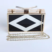 Новая Бриллиантовая решетка акриловая Прямоугольная форма женская сумочка известный бренд дизайнерская сумочка клатч вечерний роскошный ридикюль кошелек 5095