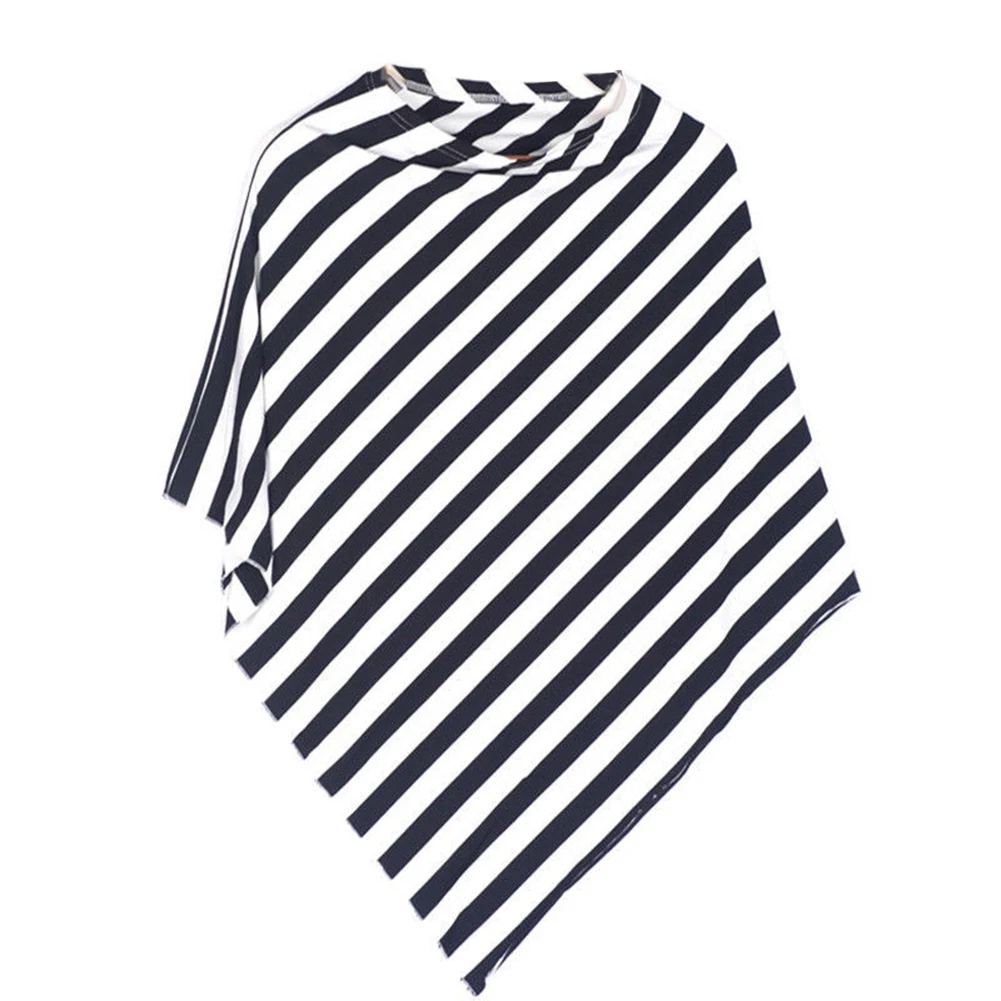 

Women's Casual Multi-use Loose Round Neck Striped Shawl Poncho Cape Scarf
