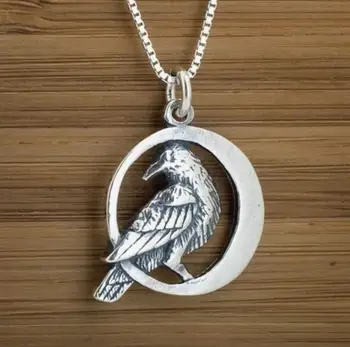 

SanLan raven in the moon jewelry raven necklace woman men gift