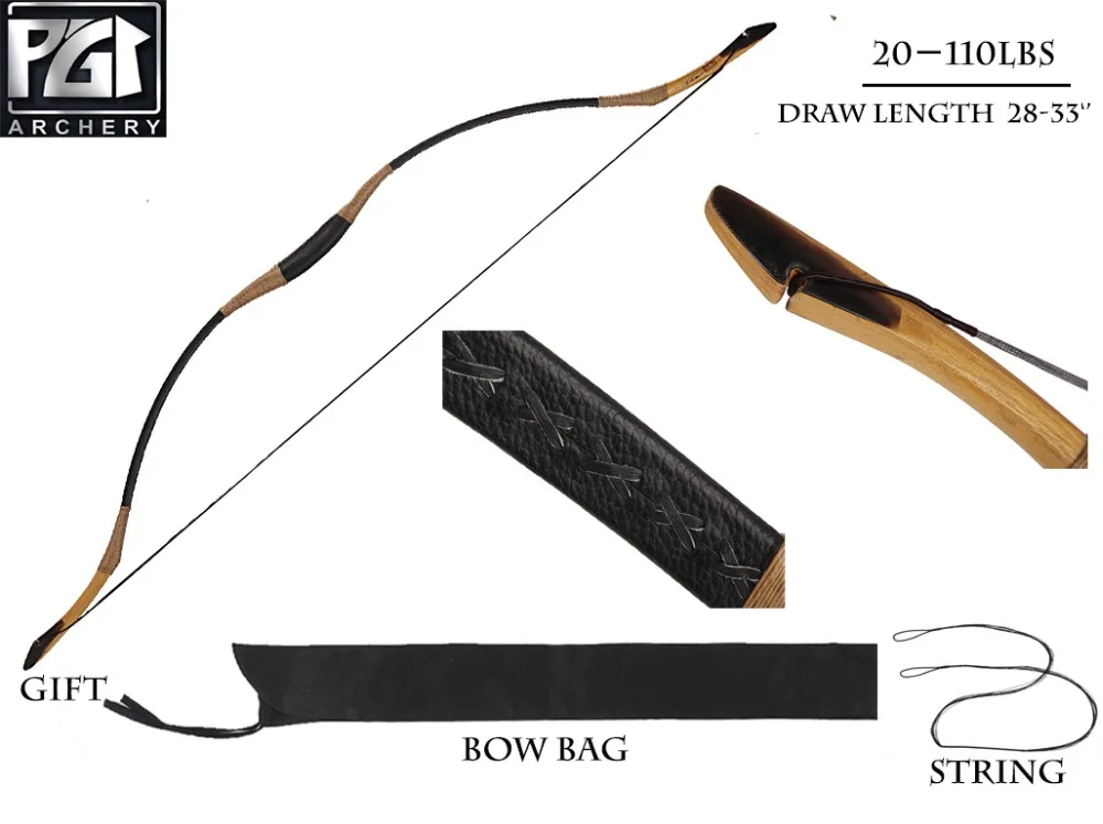 PG1ARCHERY Изогнутый длинный лук традиционный для стрельбы из лука лошадиного с рогом