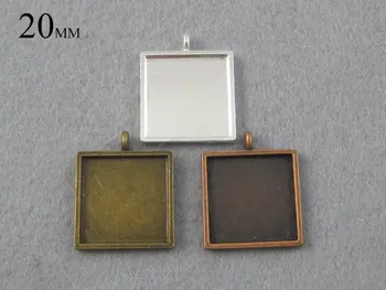 

25 Pieces 20mm Square Pendant Setting, 20mm square Cabochon Tray Great to Make Small Pendants or Earringstheof