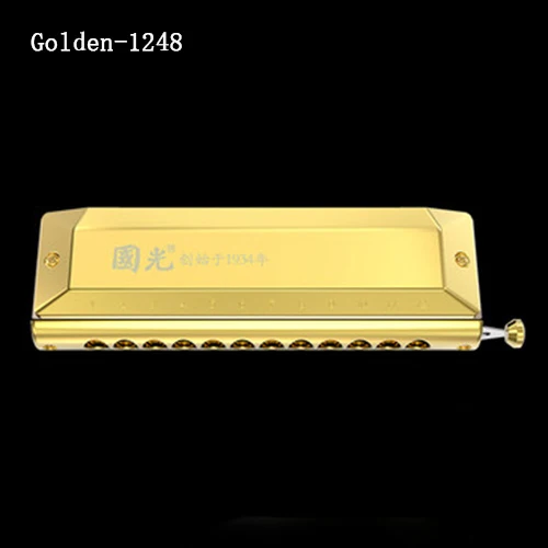 Golden-GH1248 Guo Guang Хроматическая губная гармоника 12 16 отверстий арфа рот орган Ключ C ABS гребень фосфорная бронзовая камыша профессиональные музыкальные инструменты - Цвет: Golden-GH1248