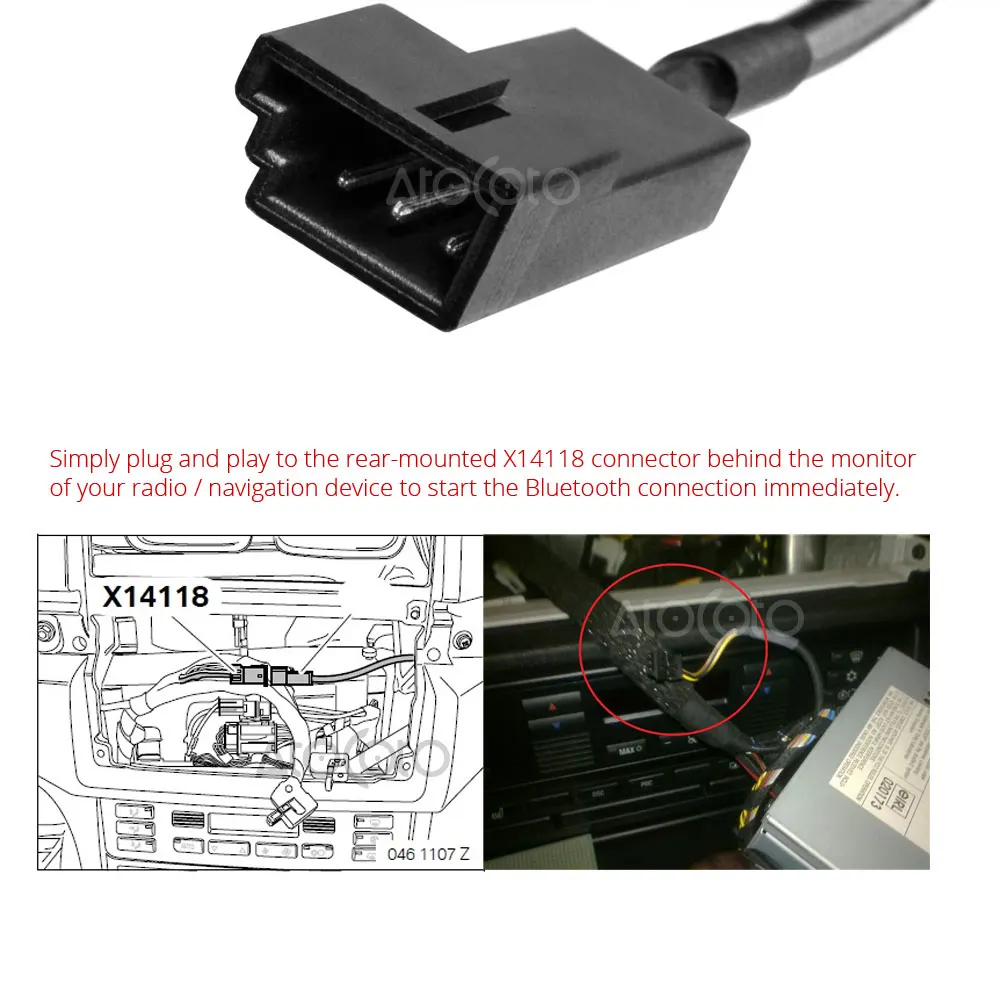 Автомобильный Bluetooth модуль AtoCoto AUX адаптер 3 контактный кабель для BMW BM54 E39 E46 X5