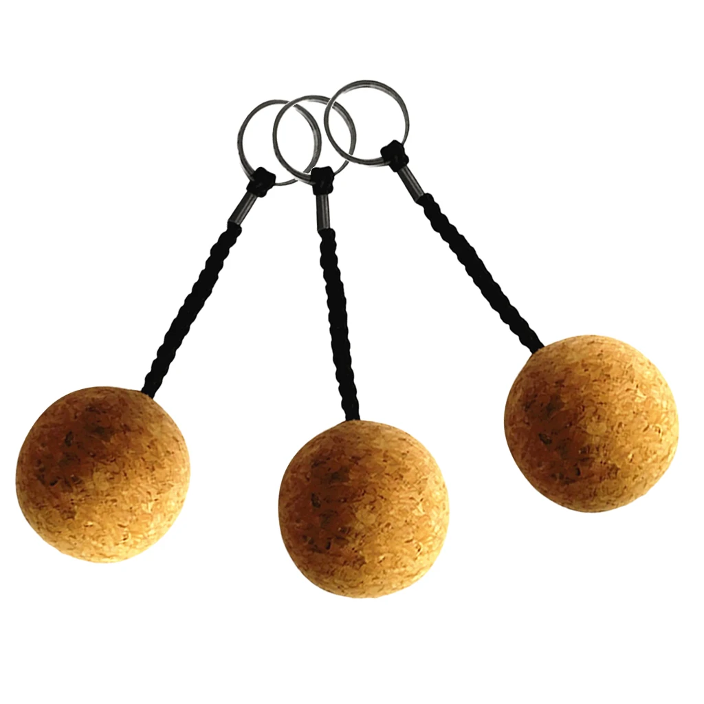 MagiDeal 3x 5cm Floating Cork Keyring Wooden Ball Buoyant Water Sports Float Key Ring Floating Cork Keyring