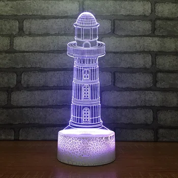 

Iron tower Small Night Light Wholesale Acrylic Color Discolourful Night 3d Light Fixtures Plug Bedroom Decorative Mini 3d Lamp