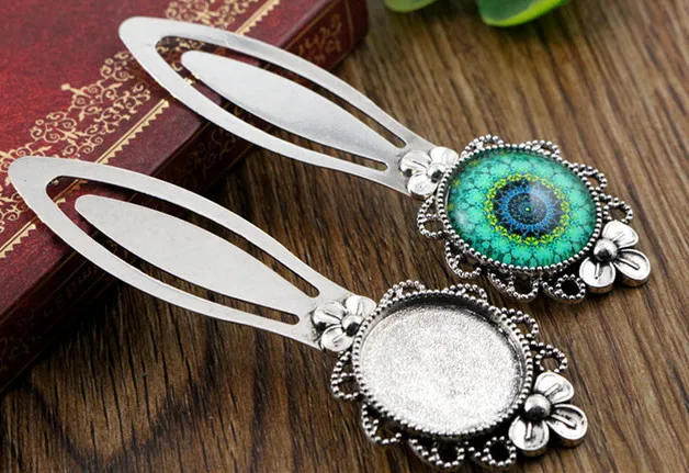 Новая мода 2 шт 20 мм Внутренний размер античное серебро простой стиль ручной работы Закладка кабошон базовая Камея Установка(H1-12