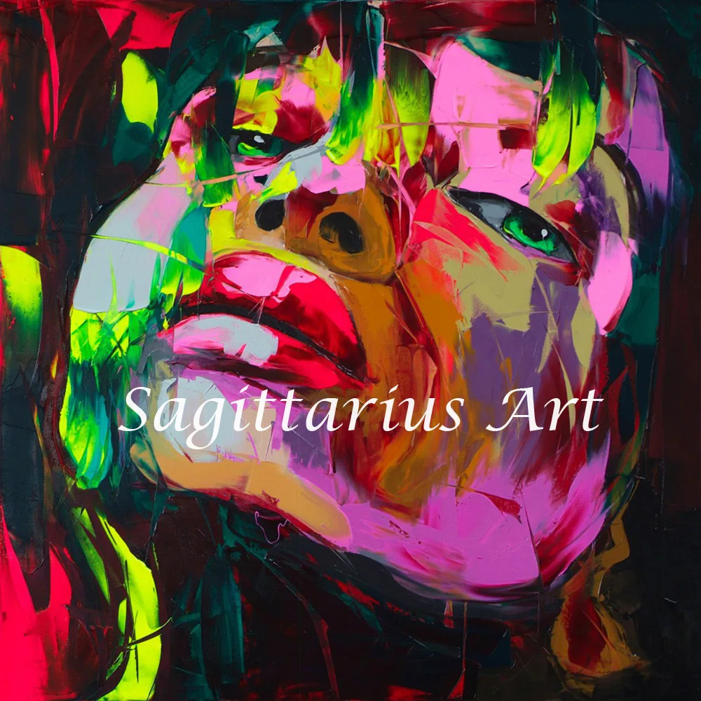

Francoise Nielly Designers Hand Painted Untitled 524 Cool Face Palette knife Abstract Oil Painting Canvas Home Decor Fine Art