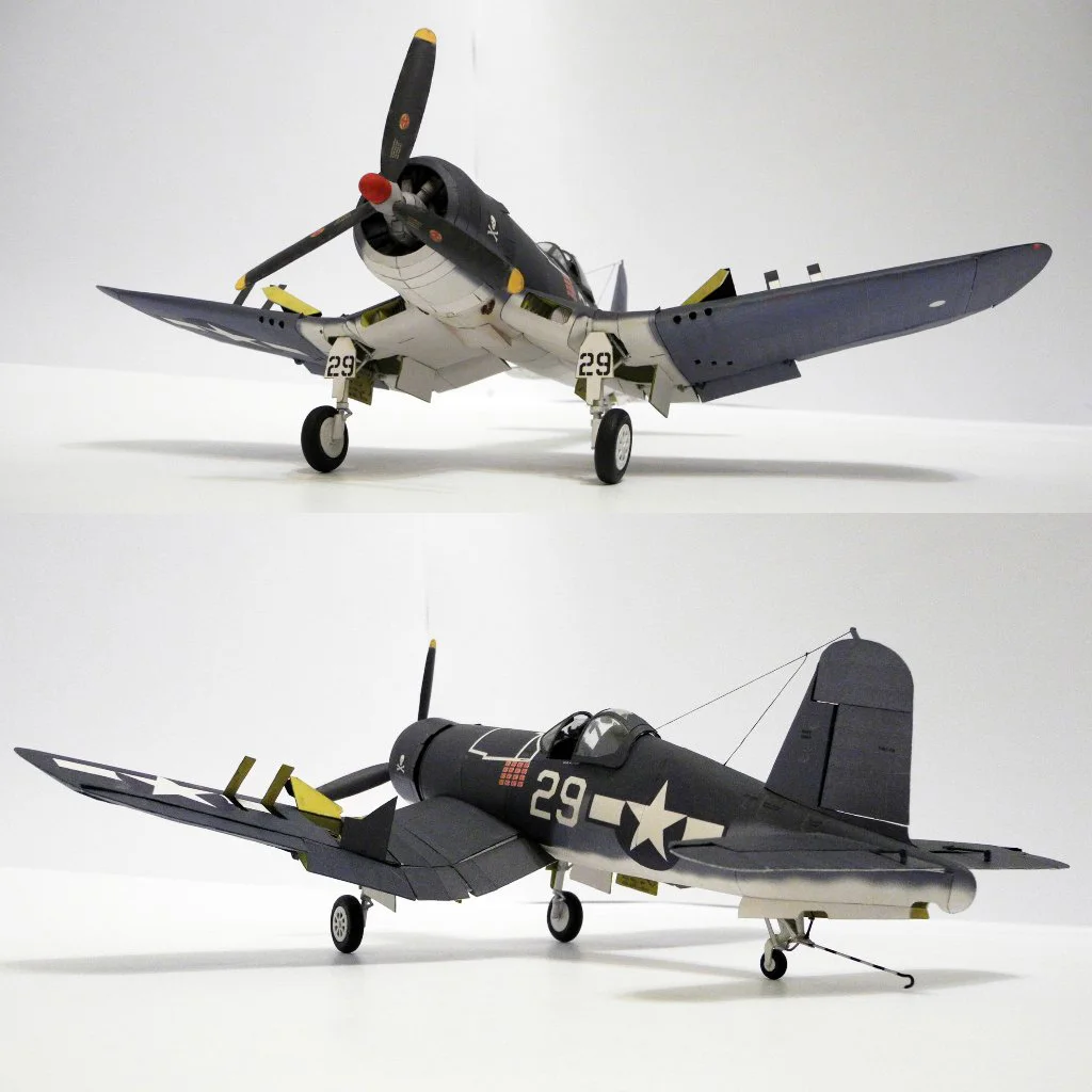 Американский F4U-1A пиратский носитель Бумажная модель в 1:33 авиационная модель армейский особняк DIY