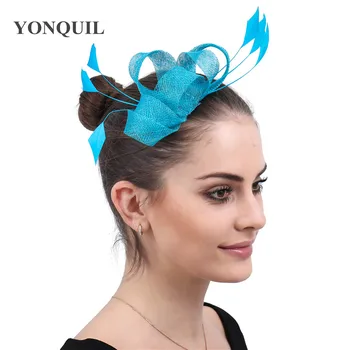 

Party tea turquoise sinamay wedding fascinators headwear hats hair clips women ladies elegant bridal occasion hair accessories