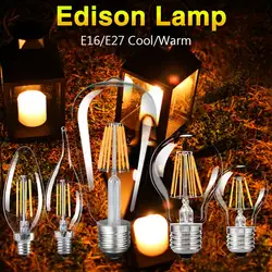 Новые 8 Вт 4 Вт 12 Вт 16 Вт винтажная лампа Эдисона светодиодный Лампа накаливания E14 светодиодный E27 колбы лампы накаливания лампы 220 V