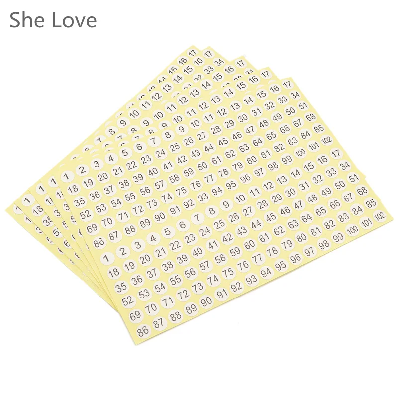 

She Love 5 Sheet White Round Numbers 1-102 Self Adhesive Sticker Embossing Labels Scrapbooking Stamping Sticker