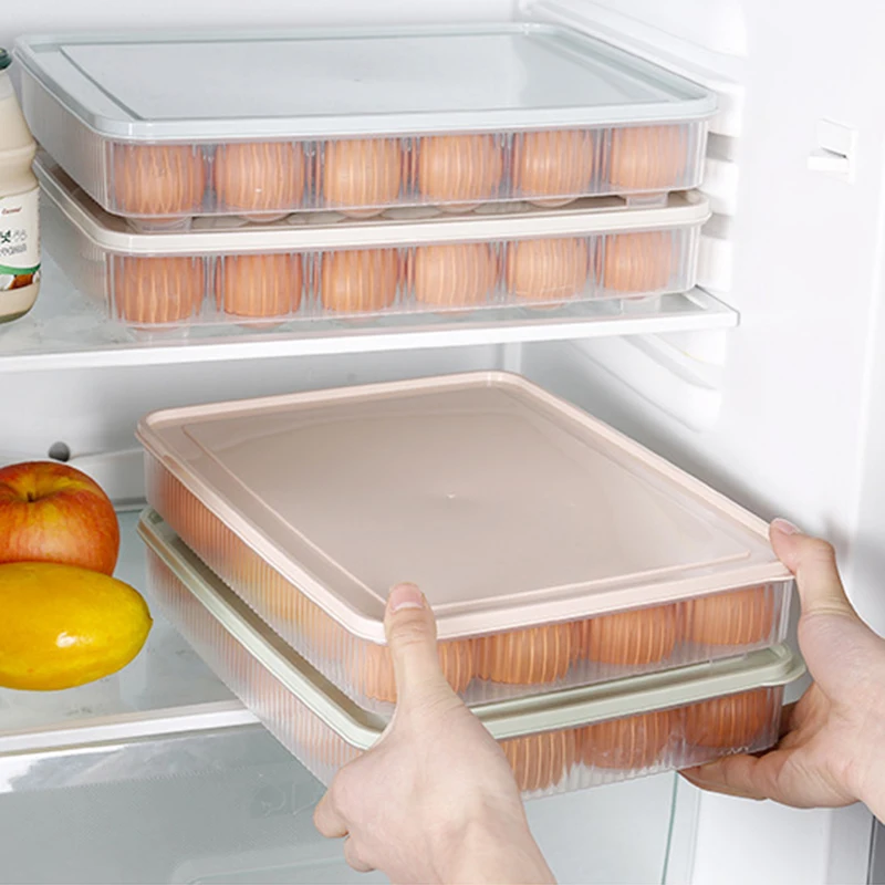 Пластиковая коробка для яиц Кухонный Контейнер для яиц коробка для хранения 24 Сетки яиц держатель штабелируемые морозильные органайзеры хранение контейнер для яиц