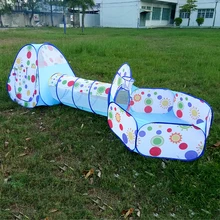 Foldable Baby Pool-Tube-Teepee Toy Tents 3pc Pop-up Play Tent Toy Children Tunnel Kids Play House Ocean Ball Pool free delivery black color inflatable helmet and tunnel tent hot sale nylon cloth blow up helmet tunnel for toy tents