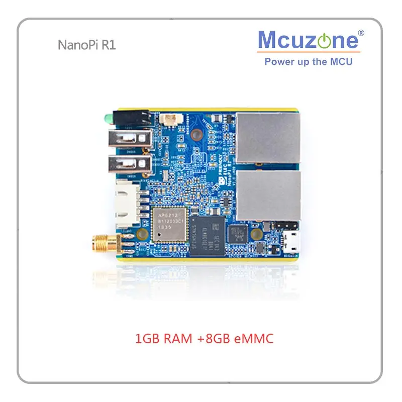 FriendlyELEC NanoPi R1 Allwinner H3 Гбит/с Ethernet встроенный Wifi Bluetooth OpenWRT cortex-A7 ETHERNET 8 ГБ eMMC - Комплект: 1GB and 8GB EMMC