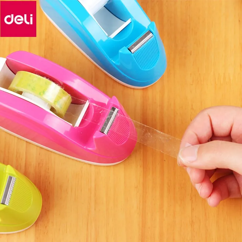 

1pc Tape Dispenser Practical Plastic Convenient Adhesive Tape Dispenser Office Desktop Tape Holder with Tape Cutter