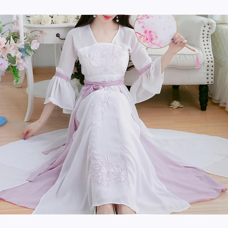 Новое модное женское платье Hanfu платья в китайском стиле платье с вышивкой