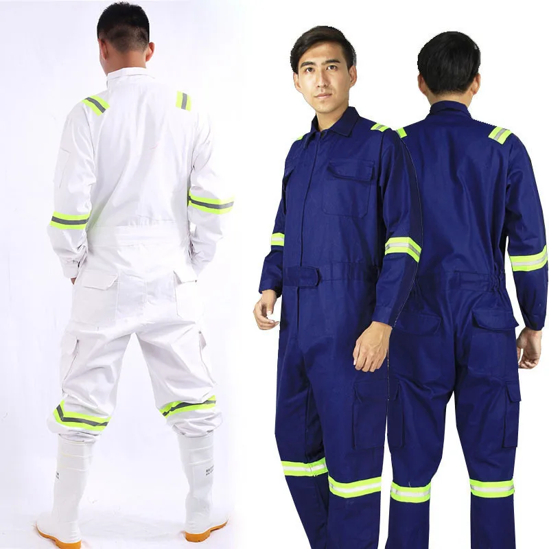 Цельный защитный комбинезон с длинными рукавами, хлопок, светоотражающая рабочая одежда, Антистатическая одежда для авторемонта, сетка для угольного шахтера
