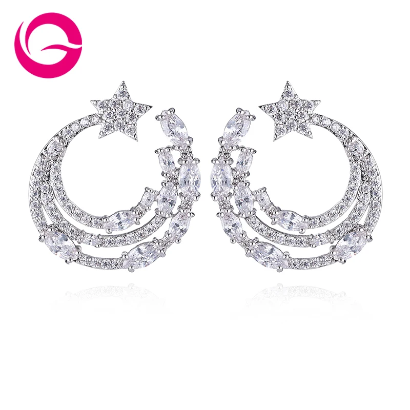 

GAOLA Cute Round Star Earring Cubic Zirconia Micro Paved Stud Earrings GLE9081