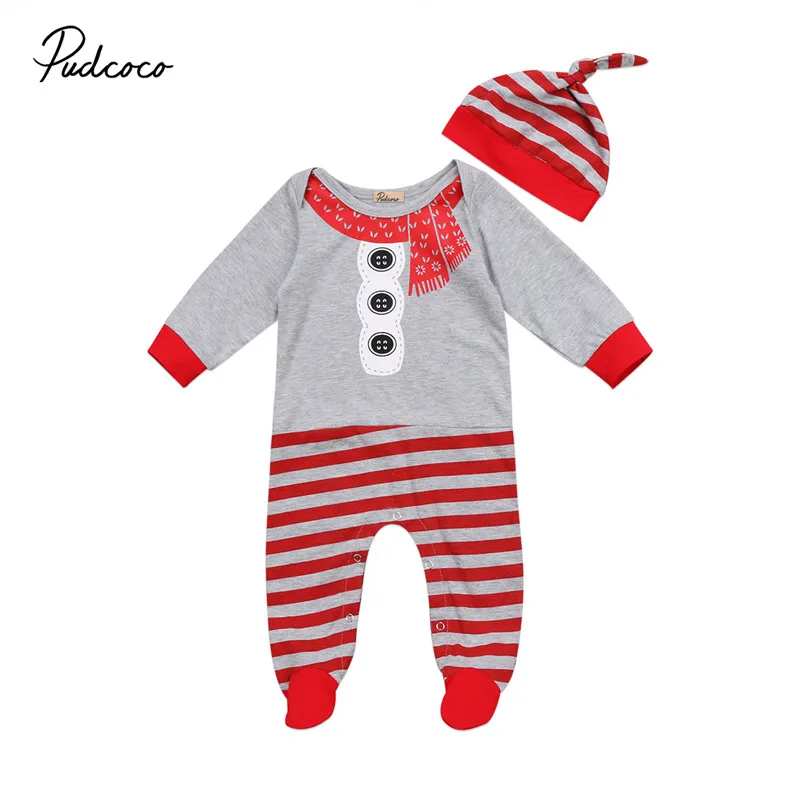 

Pudcoco Christmas Xmas Santa Baby Boys Girls Cotton Romper Jumpsuit Hat Outfits Clothes