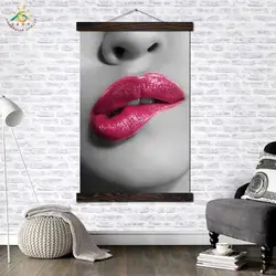 Розовая губная поп-арт-стена принты для художественных холстов картина рамка прокрутка картина плакат декоративная картина искусство