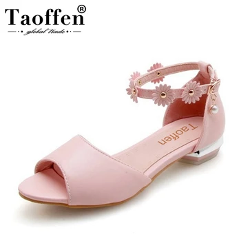 

TAOFFEN Size 32-44 Women Flowers Flats Sandals Ankle Strap Open Toe Summer Shoes Women Daily Leisure Office Lady Sweet Footwear