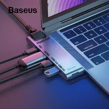 Baseus Dual type C USB 3,0 концентратор для Macbook Pro 3 USB C концентратор для HDMI 4K устройство для чтения карт SD TF RJ45 PD адаптер 3 USB C док-станция