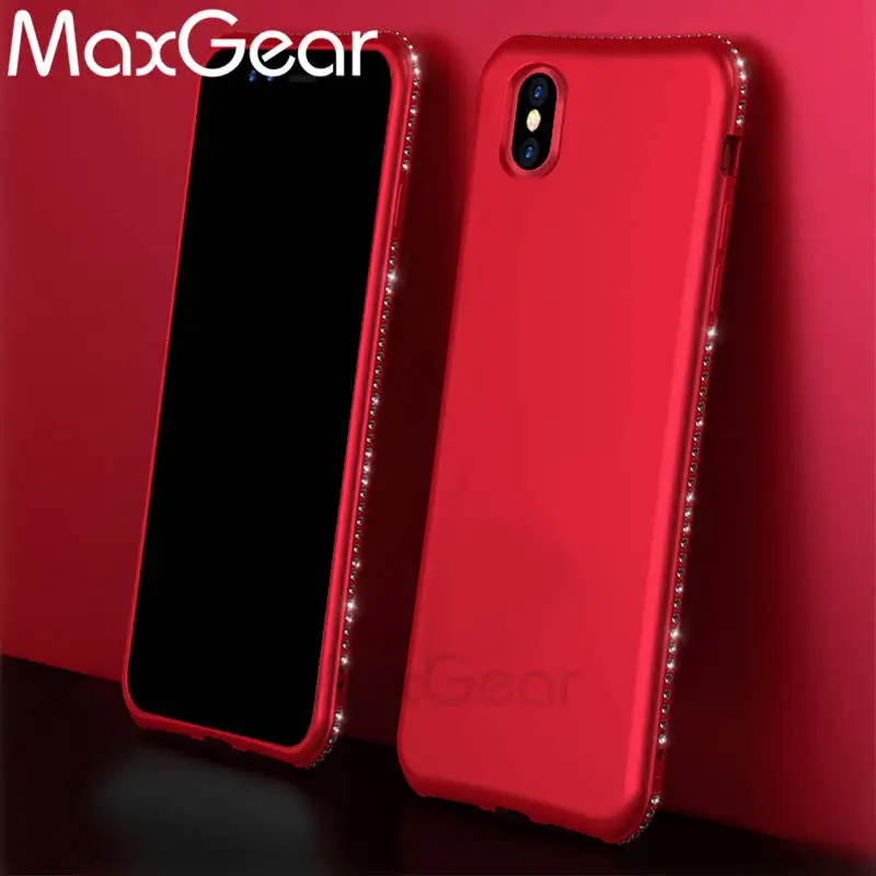 

MaxGear For iPhone X Diamond Case For iPhoneX 10 Slim Matte Soft TPU Crystal Rhinestone Silicone cover back